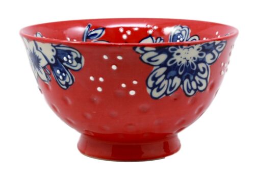 Ebros Set Of 4 Luxury Ottoman Style Textured Dining Bowls 5.75"Diameter Made Of Ceramic Ideal For Home Decor Dinnerware & Giftware (Red Floral)