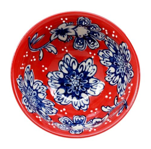 Ebros Set Of 4 Luxury Ottoman Style Textured Dining Bowls 5.75"Diameter Made Of Ceramic Ideal For Home Decor Dinnerware & Giftware (Red Floral)