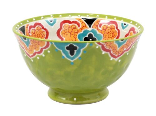 Ebros Set Of 4 Luxury Ottoman Style Textured Dining Bowls 5.75"Diameter Made Of Ceramic Ideal For Home Decor Dinnerware & Giftware (Earth Green)