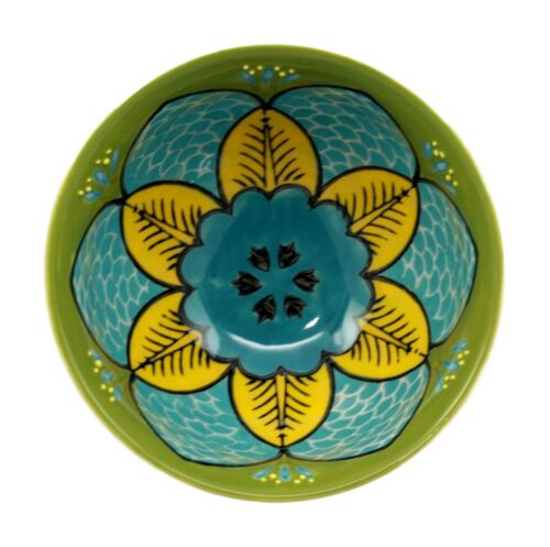 Ebros Set Of 4 Luxury Ottoman Style Textured Dining Bowls 5.75"Diameter Made Of Ceramic Ideal For Home Decor Dinnerware & Giftware (Turquoise Blossom)