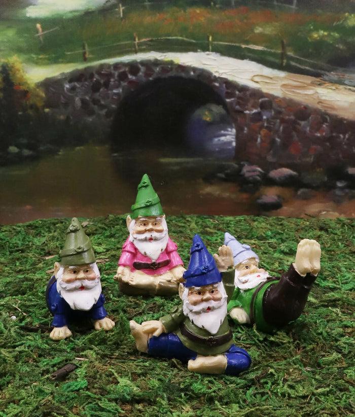 Ebros Set Of 4 Mini Yoga Garden Gnomes Miniature Figurines
