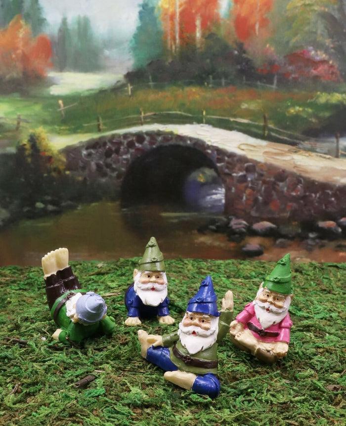 Ebros Set Of 4 Mini Yoga Garden Gnomes Miniature Figurines