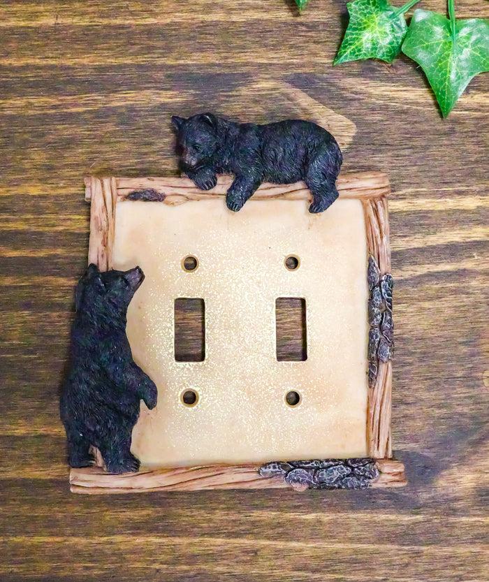 Ebros Set Of 6 Black Bear By Twigs Wall Light Cover Plate Double Toggle Switch