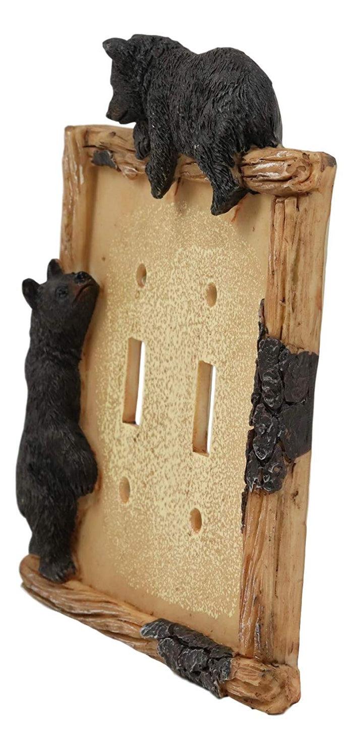 Ebros Set Of 6 Black Bear By Twigs Wall Light Cover Plate Double Toggle Switch