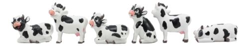 Ebros Set Of 6 Whimsical Cute Bovine Cows Figurine Cattle Cow Animal Collectible