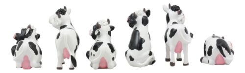 Ebros Set Of 6 Whimsical Cute Bovine Cows Figurine Cattle Cow Animal Collectible