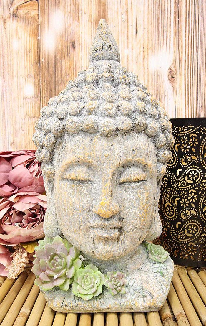 Ebros Shakyamuni Buddha Gautama Ushnisha Head with Floral Succulents Statue 14.75" Tall in Aged Rustic Faux Wood Finish Amitabha Buddhism Bodhisattva Figurine Feng Shui Zen Altar Decoration Ebros Shakyamuni Buddha Gautama Ushnisha Head with Floral Succulents Statue 14.75" Tall in Aged Rustic Faux Wood Finish Amitabha Buddhism Bodhisattva Figurine Feng Shui Zen Altar Decoration