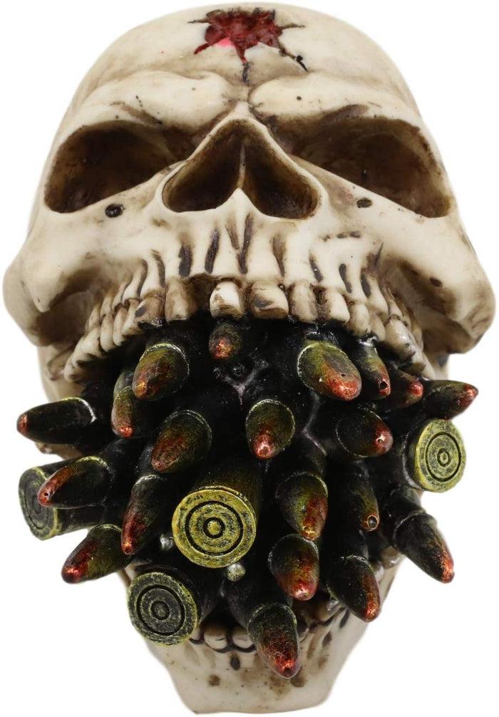 Ebros Shell Protruding From Mouth Of Skull Statue 6.25'Long Wardogs Skeleton