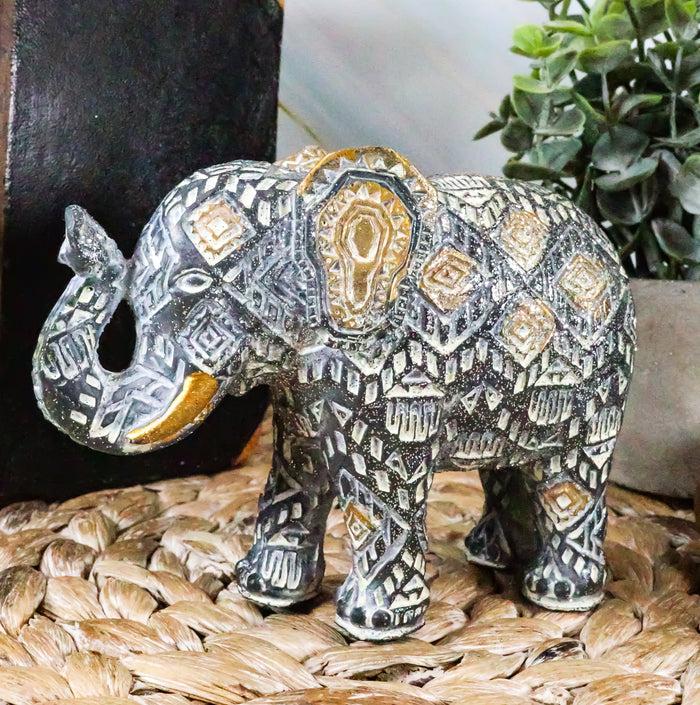 Ebros Silver and Gold Patterned Elephant Statue 5.25" Long Feng Shui Elephant Figurine Symbol of Wisdom Fortune and Protection (Calf Elephant) Ebros Silver and Gold Patterned Elephant Statue 5.25" Long Feng Shui Elephant Figurine Symbol of Wisdom Fortune and Protection (Calf Elephant)