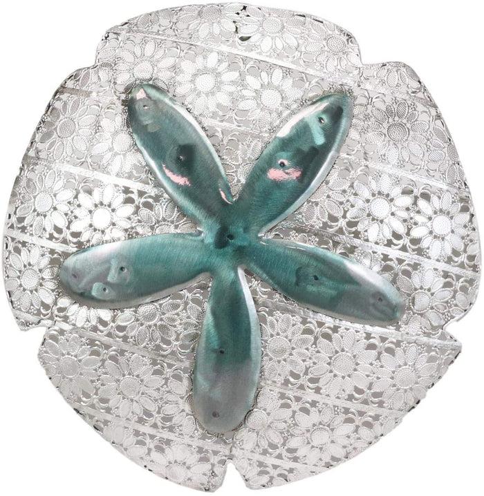 Ebros Silver Sand Dollar 3 Piece Large To Small Size Aluminum Metal Wall Decor