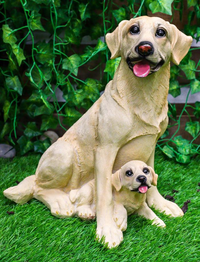 Ebros Sitting Adorable Yellow Labrador Retriever Mother with Puppy Statue 11.25" H Golden Retriever Dog Home Decor Sculpture Animal Realistic Figurine with Glass Eyes Ebros Sitting Adorable Yellow Labrador Retriever Mother with Puppy Statue 11.25" H Golden Retriever Dog Home Decor Sculpture Animal Realistic Figurine with Glass Eyes
