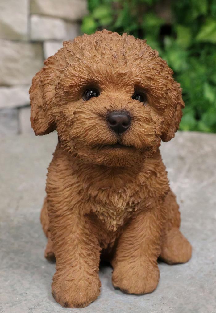 Ebros Sitting Lifelike Realistic Brown Bichon Frise Puppy Dog Statue 6.75" High