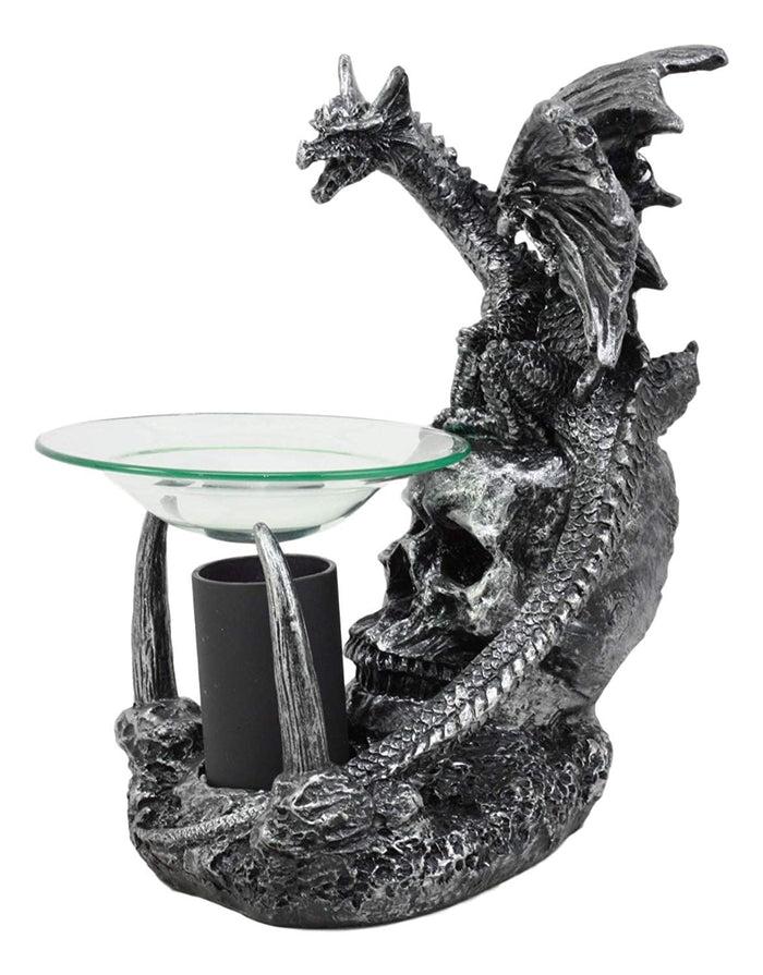 Ebros Skull Graveyard Dragon Electric Oil Burner Or Tart Warmer Statue 8.5" Tall