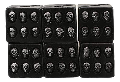 Ebros Small 0.75" Cube Skull Face Gaming Dice Set Of 6 Matte Black Finish