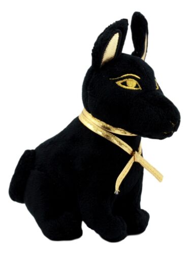 Ebros Small Black & Gold Egyptian Anubis Dog Plush Toy Soft Doll God Of Afterlife Jackal Collectible 6" H