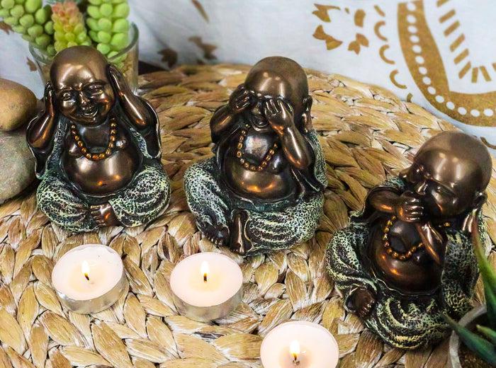 Ebros Small Charm Wise See Hear Speak No Evil Lucky Buddha Statues 4"Tall Bodhisattva Eastern Enlightenment Hotei Figurines Ebros Small Charm Wise See Hear Speak No Evil Lucky Buddha Statues 4"Tall Bodhisattva Eastern Enlightenment Hotei Figurines