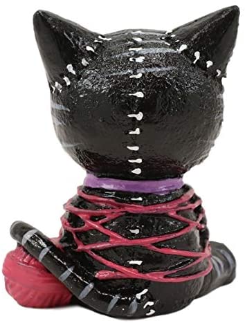 Ebros Small Furry Bones Voodoo Mao Cat In Yarn Bondage Skeleton Figurine 2.25" H
