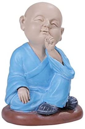Ebros Small Seated Blue Robe Joyful Monk Hushing Baby Buddha Resin Figurine Ebros Small Seated Blue Robe Joyful Monk Hushing Baby Buddha Resin Figurine
