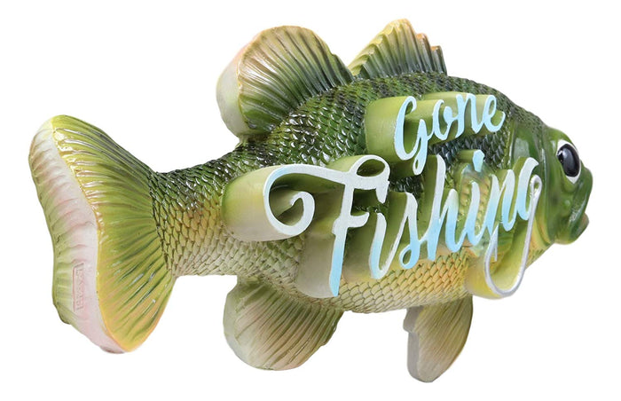 Ebros Southwest Nautical Gone Fishing Sea Bass Fish Hanging Wall Plaque 16.75"L