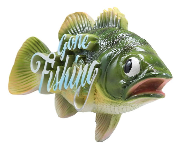 Ebros Southwest Nautical Gone Fishing Sea Bass Fish Hanging Wall Plaque 16.75"L