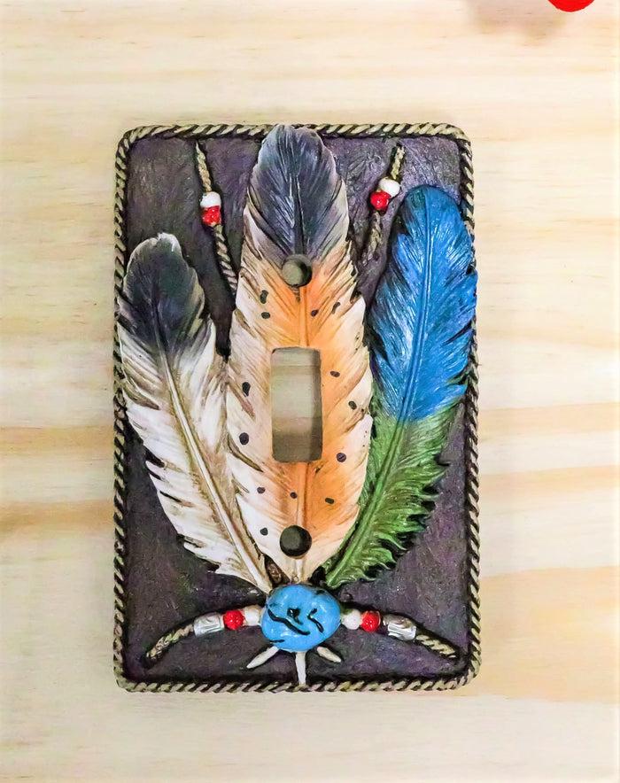 Ebros Southwestern Tribal 3 Feathers (Single Toggle Switch Cover Set Of 2)