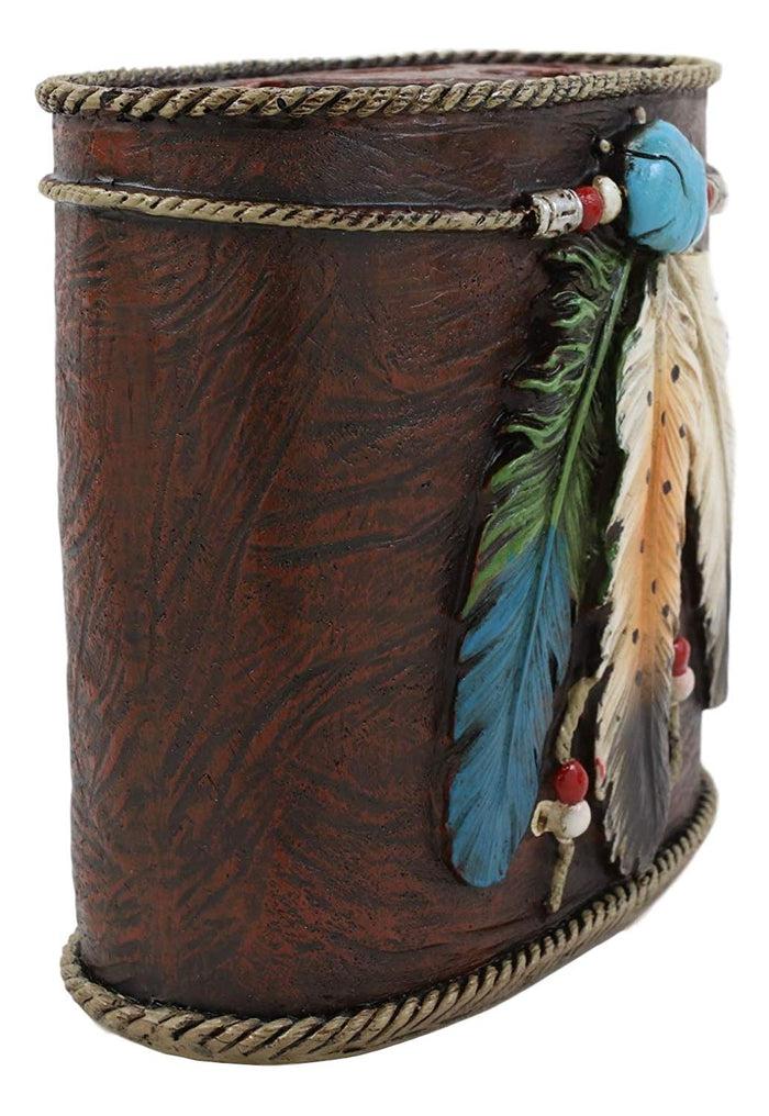Ebros Southwestern Tribal 3 Feathers Turquoise Stone And Beads Dream Catcher Design Bathroom Vanity Accent Figurine Decor Accessories (Toothbrush And Toothpaste Holder)