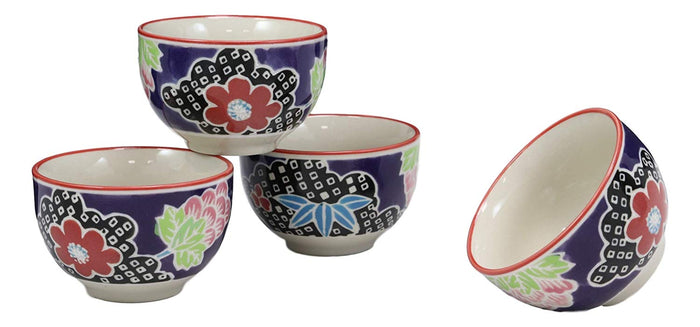 Ebros Space Purple Victorian Colorful Large Floral Blooms 25oz Tea Pot With 4 Cups Set