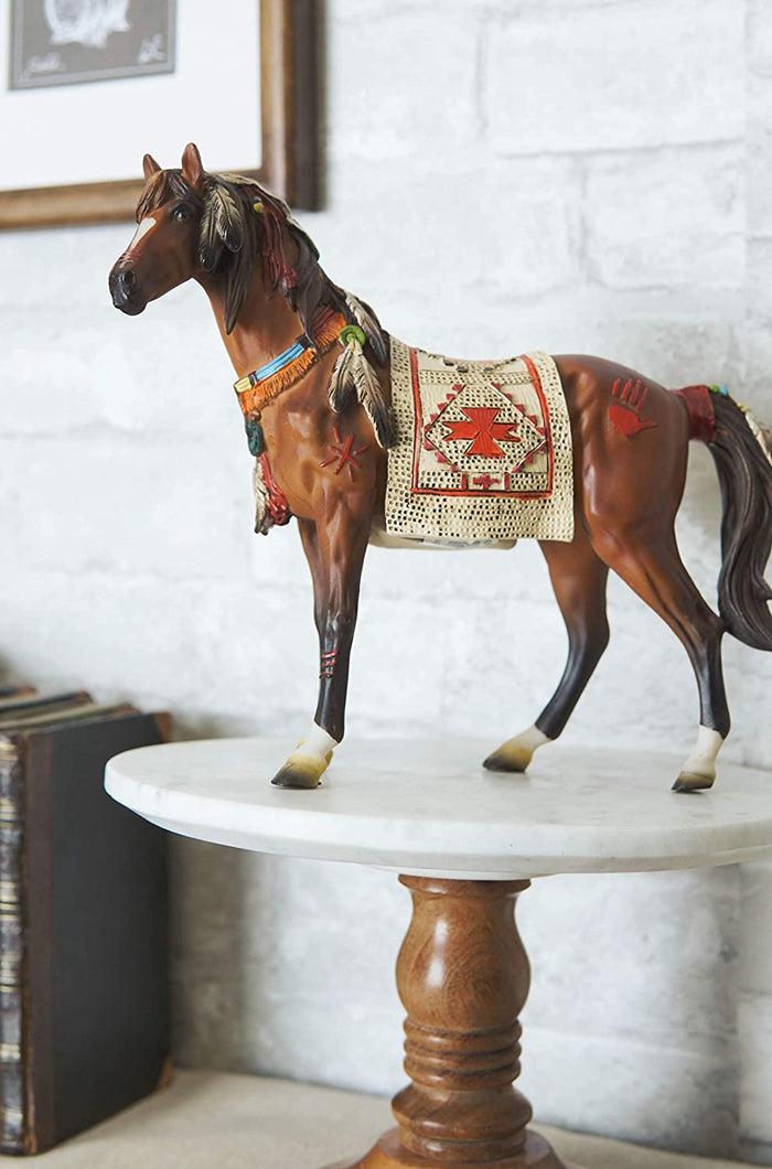 Ebros Spirit Horse With Painted Tapestry Saddle Hand Crafted Statue 9.5" Long