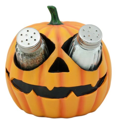 Ebros Spooky Halloween Pumpkin Salt And Pepper Shakers Set Figurine Holder