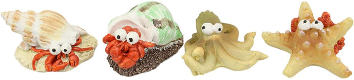 Ebros Starfish Octopus And Hermit Crabs Small Miniature Figurines Set Of 4