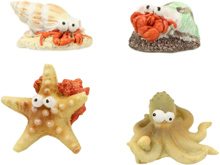 Ebros Starfish Octopus And Hermit Crabs Small Miniature Figurines Set Of 4