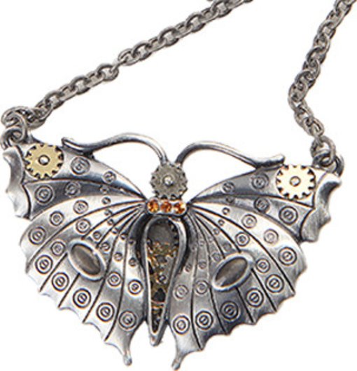 Ebros Steampunk Butterfly Necklace Lead Free Metal 24"L Chain Length Jewelry