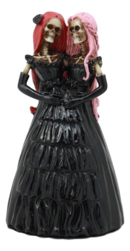 Ebros Steampunk Conjoined Siamese Twins Lady Skeleton Statue 5.25" H Day Of The Dead Sisterhood Decor Figurine