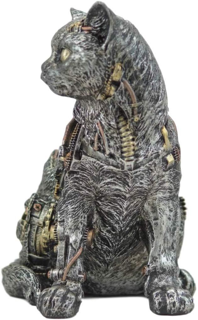 Ebros Steampunk Cyborg Cat With Clockwork Gears Nuts And Bolts Statue 8" Tall