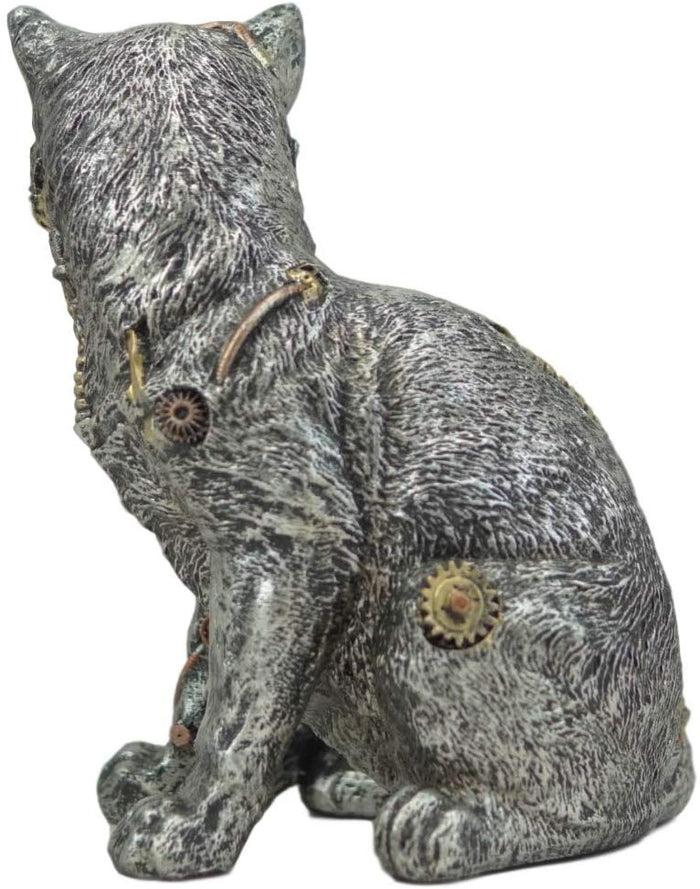 Ebros Steampunk Cyborg Cat With Clockwork Gears Nuts And Bolts Statue 8" Tall