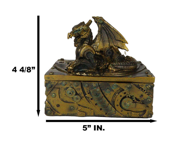 Ebros Steampunk Dragon Jewelry Box Vintage Cyborg Dragon Decorative Box