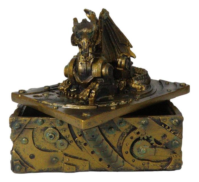 Ebros Steampunk Dragon Jewelry Box Vintage Cyborg Dragon Decorative Box