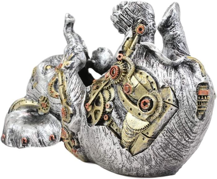 Ebros Steampunk Elephant Wine Bottle Holder Figurine 9" L With Painted Gearwork