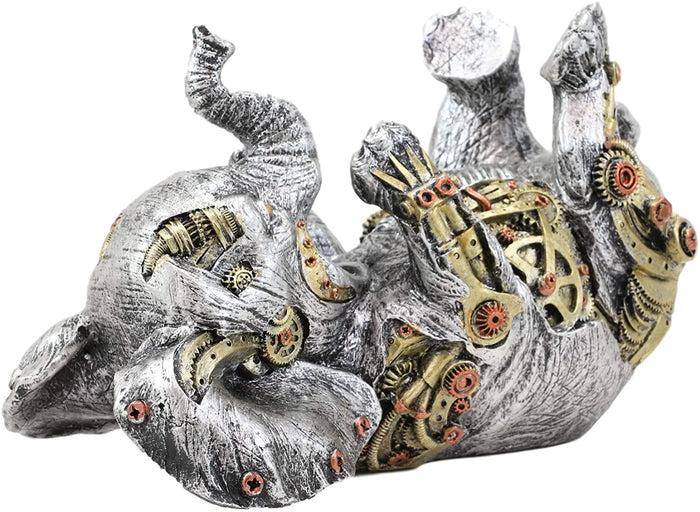 Ebros Steampunk Elephant Wine Bottle Holder Figurine 9" L With Painted Gearwork