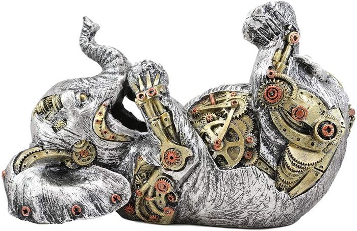 Ebros Steampunk Elephant Wine Bottle Holder Figurine 9" L With Painted Gearwork