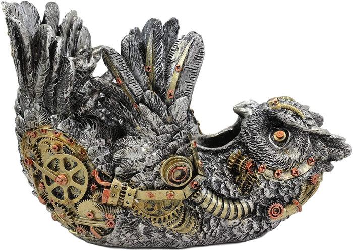 Ebros Steampunk Great Horned Owl Wine Bottle Holder With Painted Gearwork
