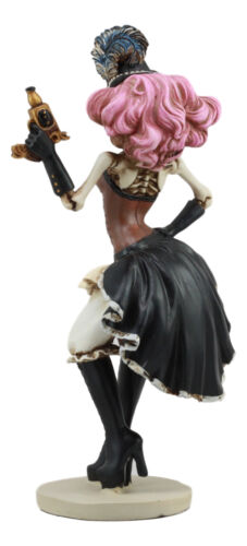 Ebros Steampunk Harajuku Skeleton Lady Assassin With Ion Pistol 7.5"H Figurine