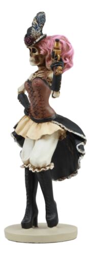 Ebros Steampunk Harajuku Skeleton Lady Assassin With Ion Pistol 7.5"H Figurine