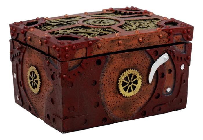 Ebros Steampunk Mechanical Gears Clockwork Jewelry Box Figurine 5"L Science Fiction