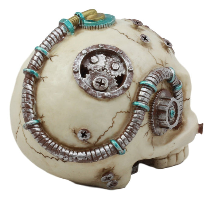 Ebros Steampunk Terminator Skull Figurine Cybernetic Clockwork And Robotic Gearwork Technology Prototype Skull Statue