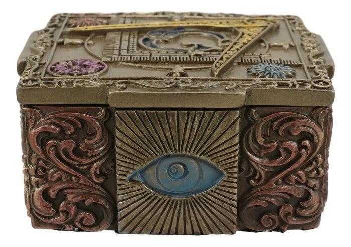 Ebros Stonemasons Masonic Small Decorative Box Jewelry Trinket 4" Long