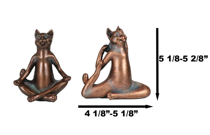 Ebros Stretching Yoga Cats Statue Set Of 2 Zen Cats In Lotus Meditation And King Pigeon Poses