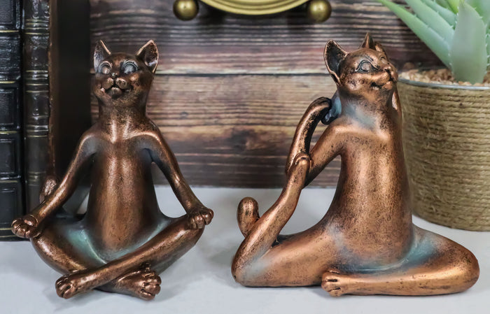 Ebros Stretching Yoga Cats Statue Set of 2 Zen Cats in Lotus Meditation and King Pigeon Poses Ebros Stretching Yoga Cats Statue Set of 2 Zen Cats in Lotus Meditation and King Pigeon Poses