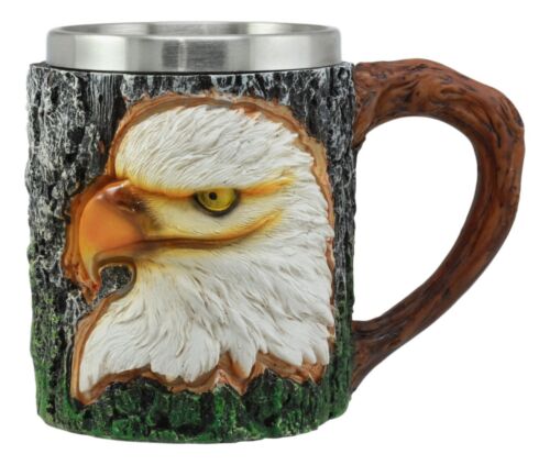 Ebros Surveyor Wildlife Majestic Bald Eagle Coffee Mug W/ Rustic Tree Bark Body