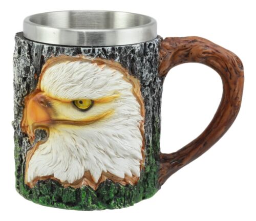 Ebros Surveyor Wildlife Majestic Bald Eagle Coffee Mug W/ Rustic Tree Bark Body